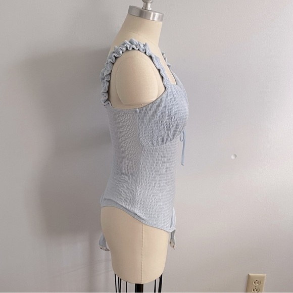 Lost + Wander Light Blue Ruched Bodysuit- Sample- Size Small- NWT - Picture 4 of 9